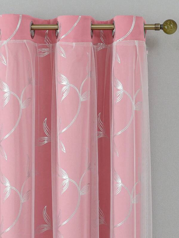 1 Paneel Blumen Doppelschicht Verdunkelungsvorhang mit Ösen Design, geeignet für Wohnzimmer, Esszimmer, Schlafzimmer, Arbeitszimmer, Café, ländliches Bauernhaus, Halloween, Weihnachten