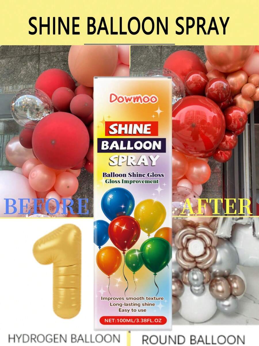 DOWMOO 1 buah/100ml Semprotan Pengkilap Balon, Semprotan Dekorasi Liburan Suasana Pesta, Semprotan Mengkilap Tidak Lengket yang Terdistribusi Merata, Semprotan yang Terdistribusi Merata untuk Efek Mengkilap yang Lebih Tahan Lama dan Lebih Stabil. Volatilitas yang Tepat untuk Efek Visual Cerah yang Lebih Baik Setelah Disemprotkan. Cepat Kering, Mudah Digunakan, Desain Semprotan yang Praktis untuk Efek Mengkilap Tanpa Ribet, Menambah Suasana Pesta, Memberikan Efek Mengkilap Tahan Lama pada Permukaan Balon Setelah Disemprotkan, Membuat Balon Bersinar dan Menawan di Pesta, Meningkatkan Daya Tahan Balon, Cocok untuk Penggunaan di Dalam dan Luar Ruangan dalam Acara Apa Pun.