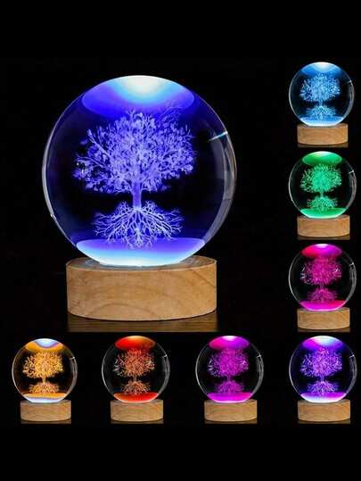 1pc Crystal Ball Night Light With Base, Nursery Night Light, Holiday Decor Light, For Home Decor, Kitchen Decor, Game Room Decor, Party Decor, Birthday Party Decor, Outdoor Decor, Wedding Decor, Bedroom, Study, Reading Room, Bathroom Decor, Yard Decor, School, Restaurant, Bar, Garden Party Decor, Suitable For Christmas, Valentine's Day, Mother's Day, Father's Day, Back To School, Can Be Used As Holiday Gift, Birthday Gift, Housewarming Gift, Wedding Gift