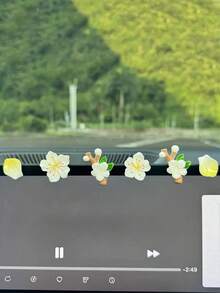 6 piezas Accesorios de decoración interior de coche - Decoración de pantalla de salpicadero de coche con flor de melocotón 3D - Unitalla - Ver 5