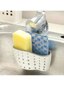 1 件装水槽悬挂式沥水篮，配有硅胶储物盒、可调节肩带沥水架、海绵架、水龙头挂篮、厨房储物袋，非常适合在厨房存放海绵和抹布