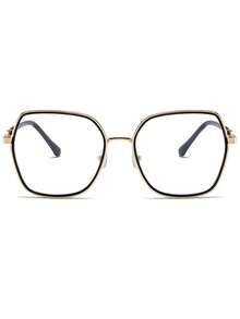 1 件方形大框透明镜片金属镜腿眼镜