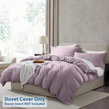 Soft Prewashed California King Duvet Cover Set, 3 Piece, Zipper Closure, 104x98 Inches Duvet Cover And 2 Pillow Shams - No Comforter,  In 2025 - Dusty Purple (No Comforter) - View 2