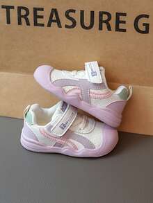 1 Pair Children's Casual Sports Shoes, Leather Upper Breathable Kids Shoes, Comfortable & Fashionable Hook And Loop Closure, Suitable For Spring/Summer, Autumn/Winter, Toddler/Baby Shoes For School