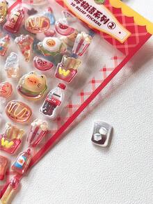 3D Embossed Cute Food Retro Stickers, DIY Phone Case, Scrapbooking, Fidget Toys - Multicolor - View 6
