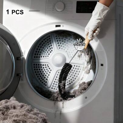 1 件洗衣机和烘干机通风口清洁刷，配有长而灵活的杆和螺旋刷毛 - 收集灰尘，去除洗涤剂残留物，防止堵塞，保持设备效率，洗衣机清洁工具，清理绒毛收集器，符合人体工程学的手柄设计，坚固的手柄结构