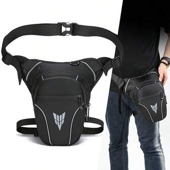 Outdoor Cycling Waist Bag, Men's Sling Bag Outdoor Large Capacity Sports Multifunctional Waist Bag Motorcycle Tactical Thigh Bag, Suitable For Mountain Bike, Motorcycle Backpack, Bicycle Essential, Sports Appearance, Compact Design, Durable Structure, High-Quality Material, With Earphone Jack, Adjustable Shoulder Strap And Multi-Compartment