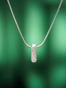 1pc Fashionable Bohemian Style Stainless Steel Necklace With 26 Cubic Zirconia Letter A-Z Pendants, Stainless Steel Snake Chain Jewelry, Suitable For Men And Women Everyday Wear - Silver - View 16