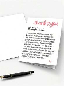Personalized Heart Pattern Thank You Card With Envelope, Fantasy Theme, Paper Material, Suitable For Thanksgiving, Christmas, Birthday, No Electricity Required, Thank You For Being A Blessing In My Life. - Nhiều màu - Xem 6