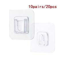 5/10/12/15 زوج من خطاطيف الحائط الشفافة ذات الصق مزدوج الجانب، قاعدة شفافة قوية للتثبيت بالشفط للتخزين في المطبخ والحمام، سهلة التركيب، حامل قابل للتعديل، صندوق تخزين المطبخ | خطاف شفاف | لاصق موثوق، خطاف المطبخ