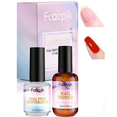 2 lọ 15ml dung dịch làm khô và sơn lót móng tự nhiên, thích hợp cho bột acrylic và sơn gel, lớp sơn lót không chứa axit, tương thích với gel UV, sơn lót khô nhanh giúp kết dính móng.
