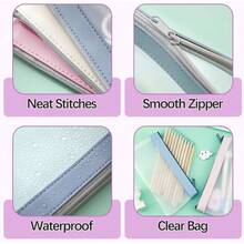 Clear Pencil Pouch Pencil Case With Metal Zipper Pencil Bags Marker Organizer Pen Storage Case Travel Cosmetic Makeup Pouch Stationery Toiletries Bag For Office 10Pcs