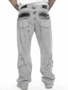 Men's Oversized Wide Leg Jeans Without Elastane - màu xám khói - Xem 5