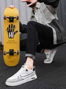 Zapatillas deportivas elegantes de caña baja, zapatillas deportivas blancas informales, zapatillas deportivas básicas minimalistas para el uso diario de los hombres, diseño transpirable para zapatillas ligeras de correr diarias, Zapatos para correr al aire libre para hombres.Nuevas zapatillas deportivas para hombre.zapatillas deportivas minimalistas de fitness con bloques de color. - Gris - Ver 4