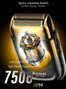 Kemei Neuer Elektrorasierer für Männer, große Kapazität 1400mAh Li-Ionen-Akku, Rasierer mit einstellbaren Geschwindigkeiten, starke Leistung, Barthaare entfernen, Klingenköpfe, Geburtstagsgeschenk für Männer KM-T228