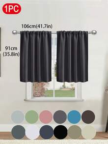 1 件纯色遮光短窗帘适用于房车、双层床和小窗户 - 100% 涤纶现代窗帘，适用于客厅、咖啡厅、厨房装饰 - 彩色 - 查看 17