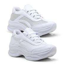 Women Wedge Sneakers - Toàn màu trắng + Trắng lấp lánh - Xem 9