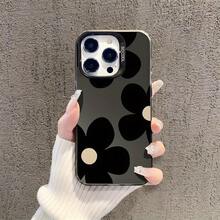 1PC ブラックフラワーパターン クリアノンスリップフォンケース シリーズを使う  15/Plus/Pro/Pro Max、14/Plus/Pro/Pro Max、13/Pro/Pro Max、12/Pro/Pro Max、11/Pro/Pro Max - スタイリッシュで耐久性があります - 透明な黒 - チェックする 5