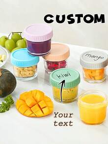 1pc Personalized Glass Food Storage Containers 120ml/4oz, Custom Reusable Baby Food Jars, Microwave Dishwasher Refrigerator , Leakproof Kitchen Meal Prep Containers, Portable Gift Set - Multicolor - View 1