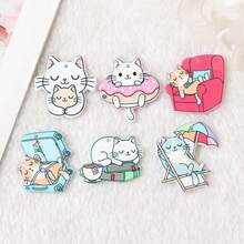 5/10 Stücke süße Cartoon Donut & Katze Anhänger, geeignet für DIY Schmuckherstellung, Halskette, Armband, Ohrringe, Tasche, Schlüsselanhänger, Reißverschluss Dekoration