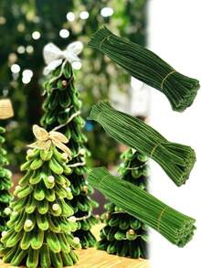 100根绿色圣诞树造型毛根，加粗工艺材料，多色毛根，带可活动眼睛，自带背胶，适用于艺术和手工项目、创意DIY装饰、情人节礼物 - 彩色 - 查看 3