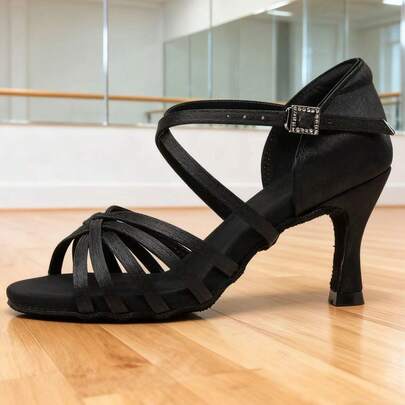 Zapatos de baile para mujer de 5 cm y 7 pulgadas de tacón alto en color marrón, suaves, ligeros, cómodos, zapatos de baile latino profesionales de material de satén, adecuados para baile de salón, fiesta, boda, jazz, rumba, tango, salsa, práctica y actuación, sandalias para interiores