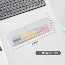 Nylon Mesh Portable Pouch Pen Bag1PC Clear Pencil Case Exam Pencil Pouch Mesh Zipper Pen Bag Stationery Pen Pencil Bag Portable Nylon Pencil Storage Pouch Simple Mesh Pencil Case Zipper Pen Bag White