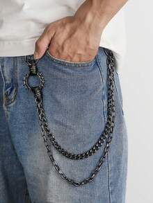 1 Stück Punk-Stil mehrschichtige Metallkette mit Nieten, vintage Rock Mode Gürtel für Herren/Damen, dekoratives Jeans/Hosen Accessoire