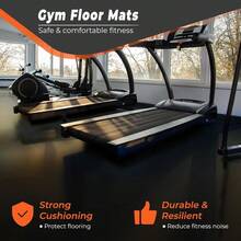 SUPERJARE 0.4'' Thick 12 Pcs 48 Sq Ft Rubber Top Exercise Equipment Mats, High Density EVA Foam Mats With Rubber Top, Interlocking Gym Flooring For Home Gym, Protective Workout Mat, Black/Grey