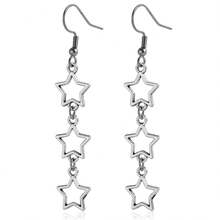 1 par de pendientes de estrella hueca de acrílico multicolor plateado, adecuados para el uso diario de las mujeres