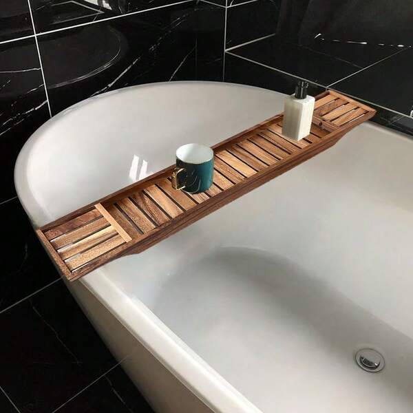 Bandeja de bañera de estilo vintage premium - Se adapta a bañeras, estantes de bambú, bandejas de encimera de baño extensibles, accesorios de bañera y baño de madera, ideal para nuevos hogares y regalos del Día de la Madre/cumpleaños para mamá