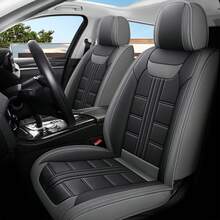 PU Leather 3D Car Seat Covers For 5 Seat Cars Full Set Full-Wrap Cube Style Universal Fit For All Seasons Front Rear Cushion Protector Interior Accessories Gift Decor - 灰色的 - 查看 10