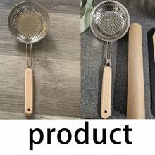 High-End Stainless Steel Wooden Handle Colander - Fine Mesh Cooking Spoon, Suitable Food Preparation And Oil Filtering - Choice Pasta And Noodles, Home Kitchen And Restaurant Use,Kitchen Accessories, A Must-Have Kitchen Tools Gift For Home Chefs, Space-Saving Storage For Kitchen Organizers , Christmas Kitchen Gifts Idea