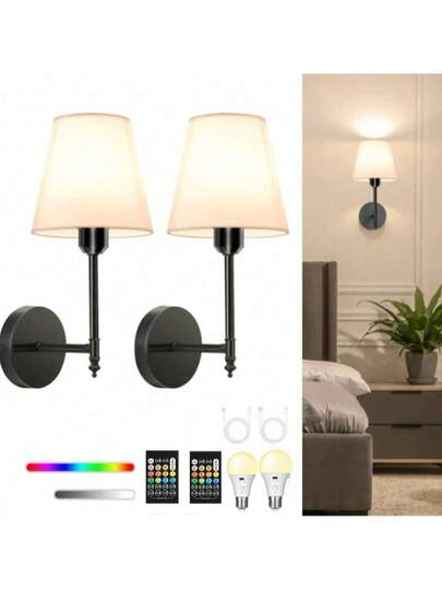 Industrial Retro Wand Lamps, Moderne Semi Recessed Detachable Bathroom Vanity Lamps Wit Linen Lamp Shades, Bedroom, Living Room, Hallway view 7