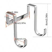 Edelstahl S-Haken - Geeignet für Küche, Badezimmer, Schranktür, wandmontiert, ohne Bohrlöcher, direkt an der Tür aufhängen - lässiger Stil Doppelhaken, zum Aufhängen von Kleidung, Handtüchern, Geschirr usw.