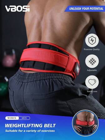 VBOSI 1 Piece Adjustable Premium Weightlifting Belt – Men & Women Waist Support For Deadlifts, Strength Training & Functional Fitness