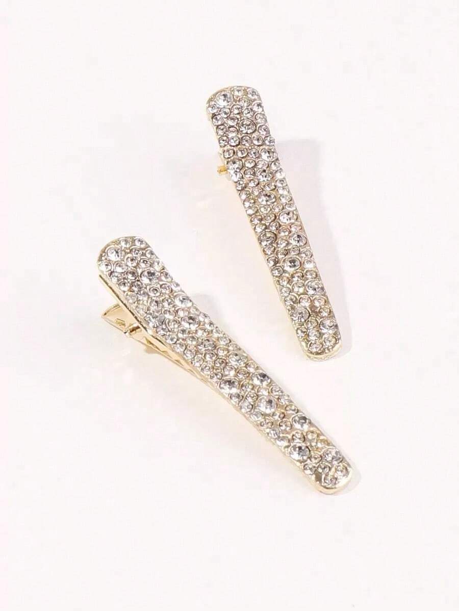 2pcs Rhinestone Decor Hair Clip Royal Hair Accessories For Women Claw Clips Hair Claws Hair Barrettes, School Stuff - Vàng - Xem 1