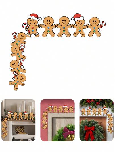 1/2 Pcs Christmas Wooden Door Corners,Door Frame Corner Plaque With Gingerbread Man Design,Multipurpose Decorative Plaque,Merry Christmas Decoration,Xmas Decor, ,Christmas Decorations For Home,Christmas Ornaments,Christmas Pendant,Christmas Gift,Suitable For Indoor,Living Room,Bedroom,Office,Door Corner,Window Frame,Fireplace Ornaments