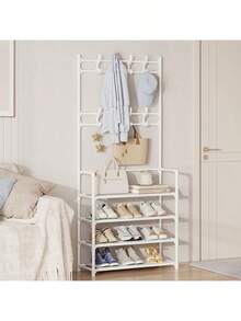 1pc Heavy Duty Portable Garment Rack With Dual Hanging Rods & Hat Hooks - Rolling Clothes Rack, Space-Saving Design For Bedroom, Living Room, Laundry Room - Sturdy Metal/Plastic Construction, Easy Mobility & Storage - Ideal For Home, Travel, Durable Independent Wardrobe Organizer