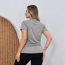 Kit 5 Basic Dry Fit Women's T-Shirts Gym Workout Blouse - Red - View 2