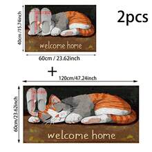 1 Stück/2 Stücke Katzen-gemusterter rutschfester Badezimmer Teppich zum Auslegen auf den Boden, Super-Faser rutschfester Teppich, Imitat-Kaschmir saugfähiger und schnell trocknender Teppich, geeignet für Türen, Badezimmer, Küchen und andere Anlässe, maschinenwaschbar, rutschfest, Alltagsdekoration, kann als Geschenk gegeben werden - Verschiedenfarbig - Übersicht 16