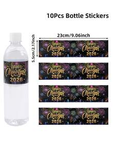 10/24 unidades Etiquetas adhesivas para botellas de Año Nuevo 2026, Etiquetas adhesivas para botellas de agua de fiesta de Año Nuevo, Etiquetas adhesivas para regalos de fiesta de Año Nuevo, Decoraciones de mesa de Nochevieja 2026, Suministros para fiestas de celebración de Año Nuevo, Etiquetas adhesivas para envolver regalos de Año Nuevo, Decoraciones de aniversario, Pegatinas decorativas de Año Nuevo, Decoración de Año Nuevo, Suministros para envolver regalos de Año Nuevo