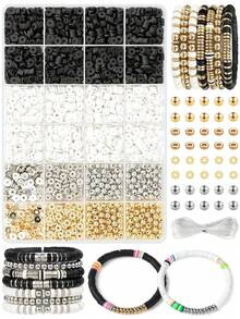 1000/2000/3000/2060pcs Polymer Clay Bead Assortment, Black & White Clay Bead Set, DIY Jewelry Making, Necklace, Anklet, Bracelet And Phone Chain Craft, Friendship Bracelet Beads, Birthday/Christmas Gift