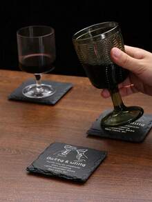 1Pc Personalized Stone Coaster, Personalised Your Drink Here,Custom Text And Drink Picture Ornament, Tea Coffee Gin Beer Wine Whisky Laser Engraved Gift,Unique Ideal Gifts For Him, Her,Boyfriend,Girlfriend,Dad,Mom,Family,Friends For Anniversaries,For Holiday Party,For Thanksgiving Day,For Graduation,For Weddings,For Halloween ,For Couples Gift, Wedding,Christmas - Multicolor - View 4