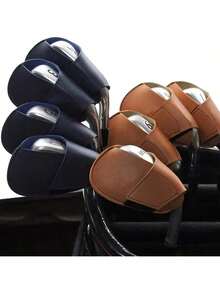 10个/3个/1个装 新款极简主义高尔夫球杆头套，推杆头套，皮革材质，内衬绒毛，保护高尔夫球杆，设计简约经典，黑色、棕色、蓝色可选，适用于高尔夫球场、庭院、公园 - 彩色 - 查看 12