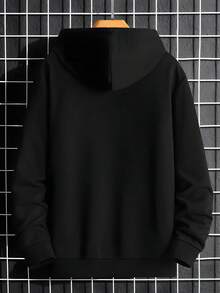 Graphic Print Hustle For That Muscle Hoodie Men Regular Fit Cotton Casual Streetwear Sweatshirt Daily Wear All Seasons - 黑色 - 查看 2