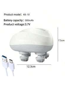 頭皮按摩器,電動按摩爪,帶振動刺激頭部,深度放鬆,便攜式無線頭部抓撓按摩器,適合家庭、辦公室、旅行 - 白色 - 查看 13