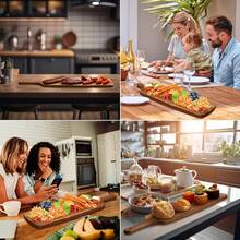 1pc - Rosewood Handle Cutting Board/Steak Board - Multipurpose Wooden Cheese Platter, Double-Sided Durable Kitchen Chopping Board, Rectangular Design With Hanging Hole (15 Inch), Wooden Butcher Block, Home Meat Cutting Board, Cheese & Charcuterie Board, Washable Fruit Board, Home & Dorm Chopping Board, Kitchen Essentials, Kitchen Gadgets - Must-Have Apartment Cooking Accessory, Suitable For Outdoor Camping, Graduation, Back To School, Wedding Season, Christmas, Thanksgiving, Easter, Halloween