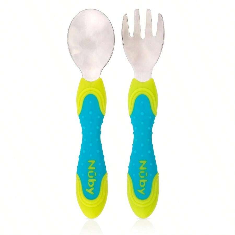 2 Piece Stainless Steel Utensil, Blue/Green, 2 Count