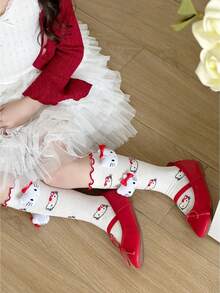 1 Pair Of Children's Socks, Girls' Mesh Cute Cartoon Doll Hello Kitty, Mid Tube Socks, Sweet And Stylish Calf Socks, Versatile Daily Party Outfits - Multicolor - View 5
